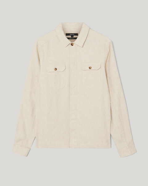 Striped Long Sleeve Overshirt, Natural, hi-res